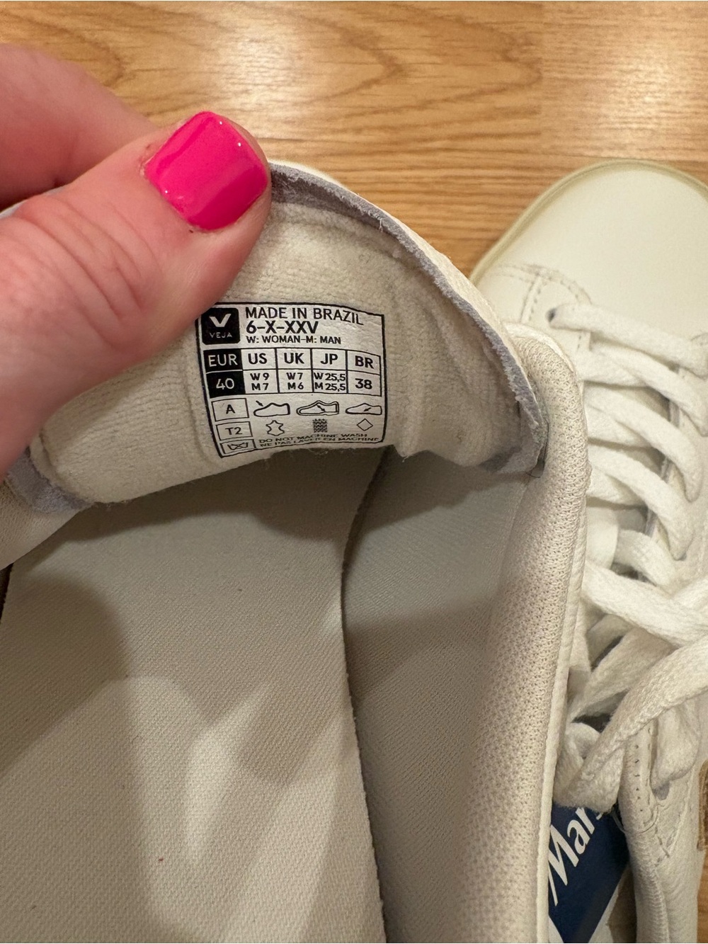 Veja White Leather Low-Top Sneakers with Gold V Accent - Picture 6 of 6